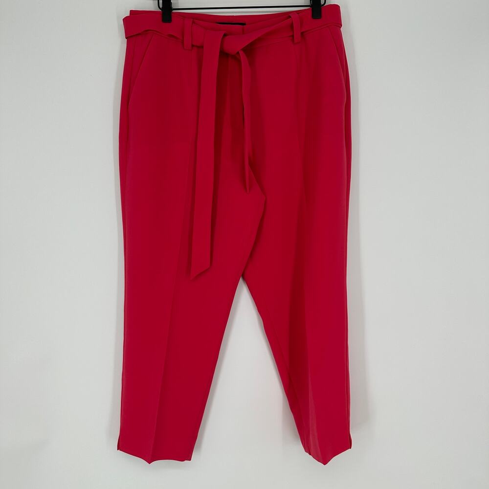 Talbots Cropped Pink Tie Belt Pockets Career Slacks Pants Womens 10 Petite - Picture 1 of 9